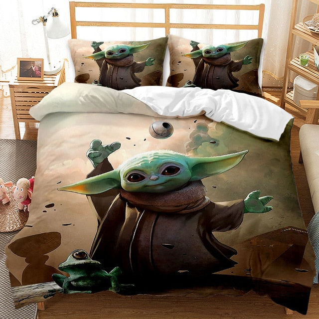 Capa De Edredom Baby Yoda Levita Objetos