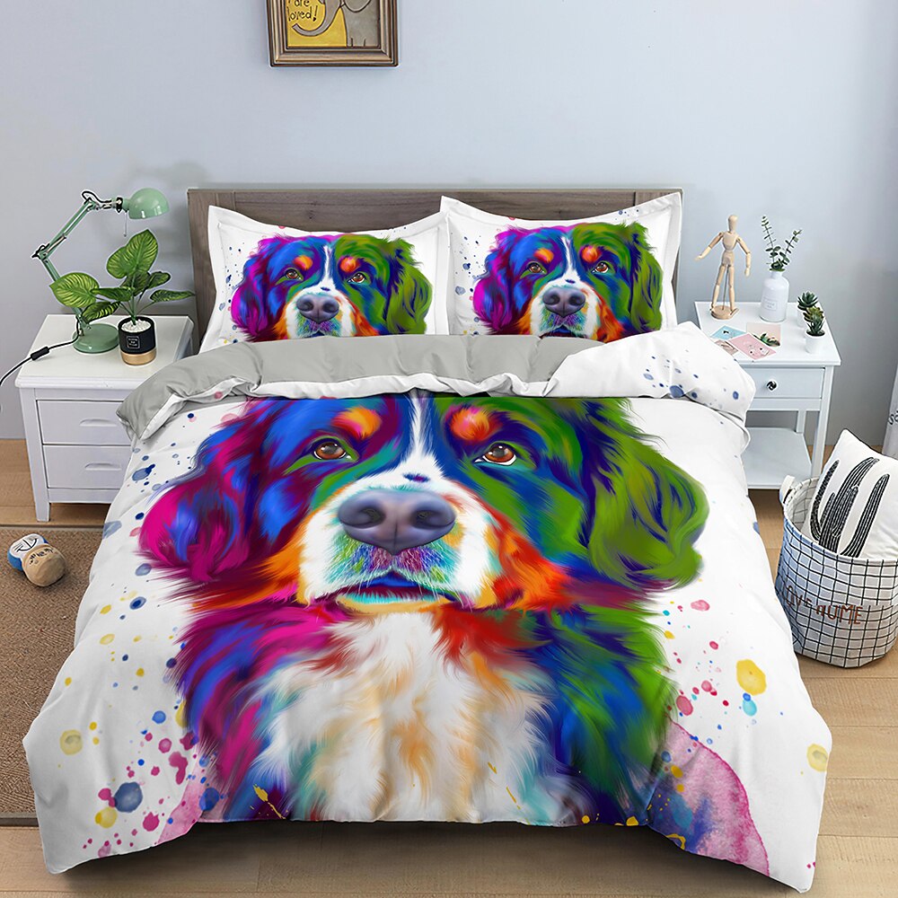 Capa De Edredon Branca Bernese Mountain Dog Multicolorida