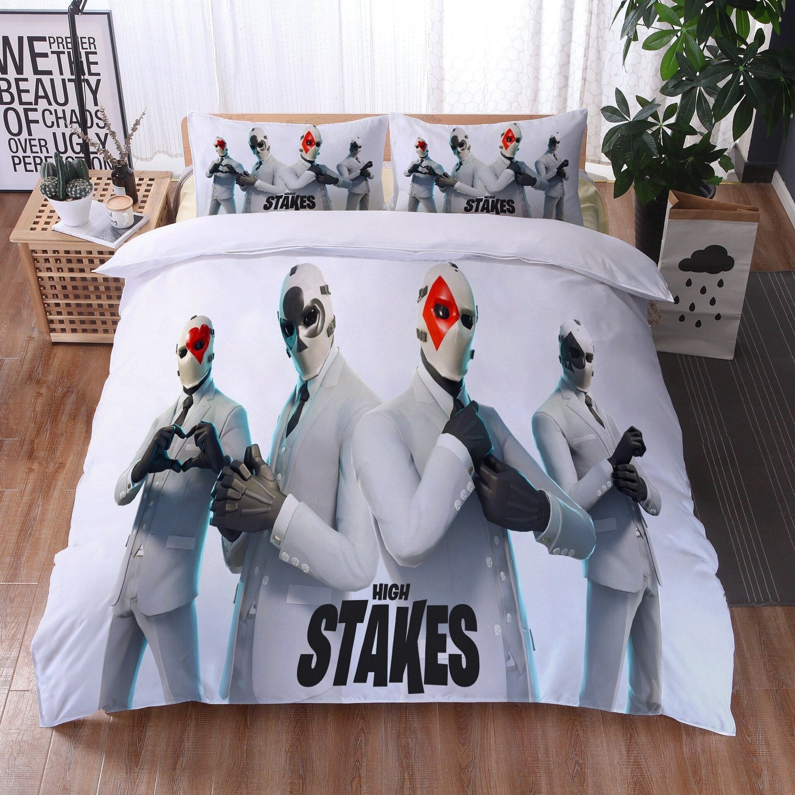 Capa De Edredom Branco Fortnite Mascarado