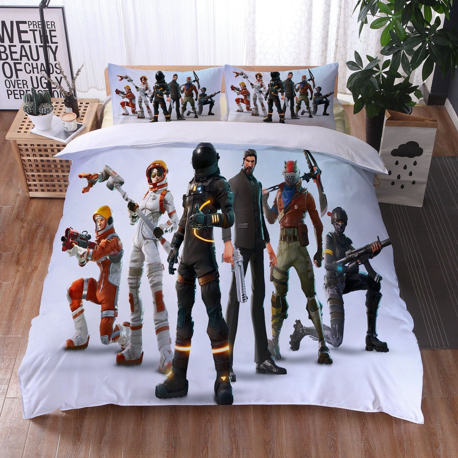 Capa De Edredom Branca Fortnite