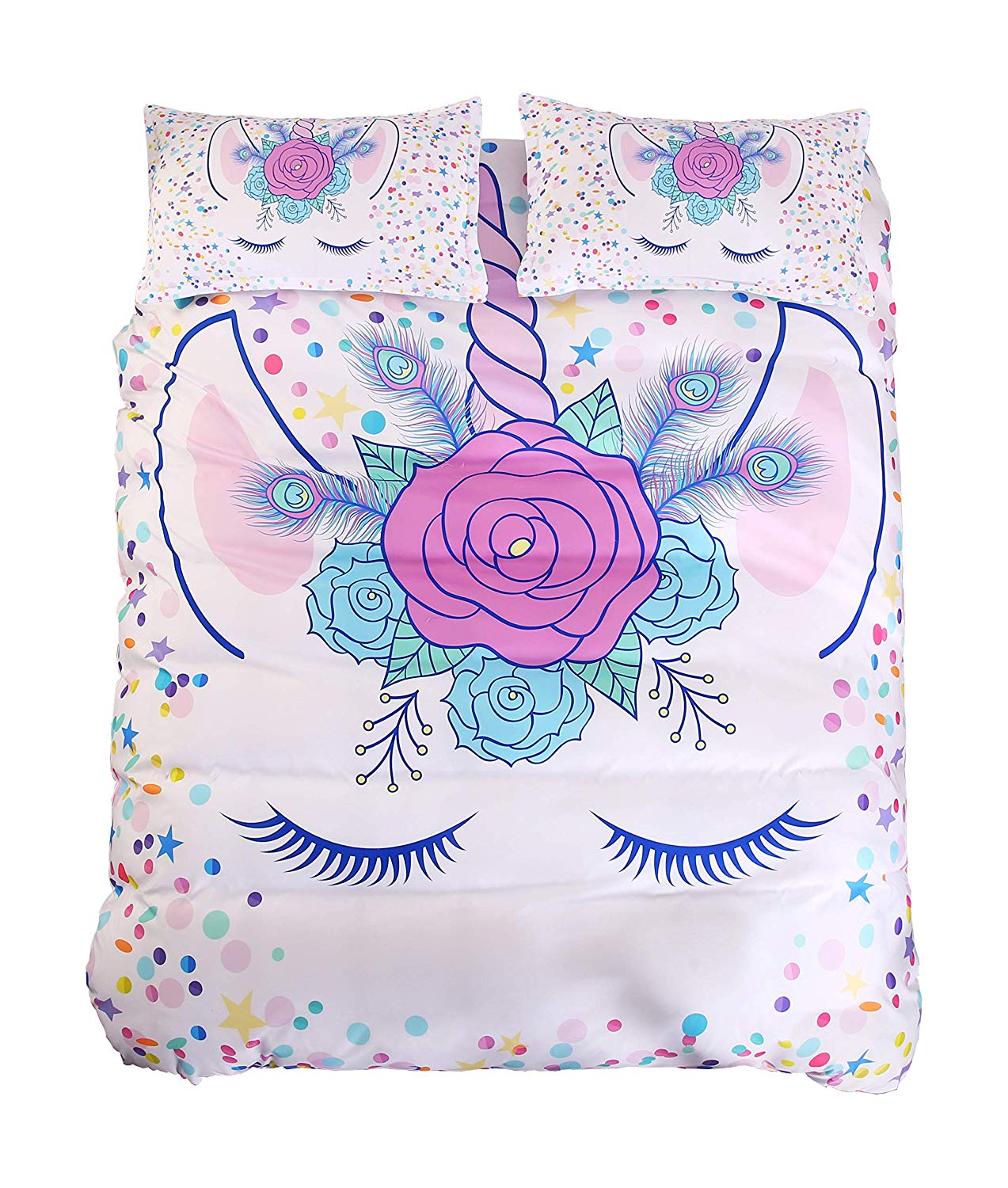 Capa De Edredom Branco Unicórnio Para Dormir