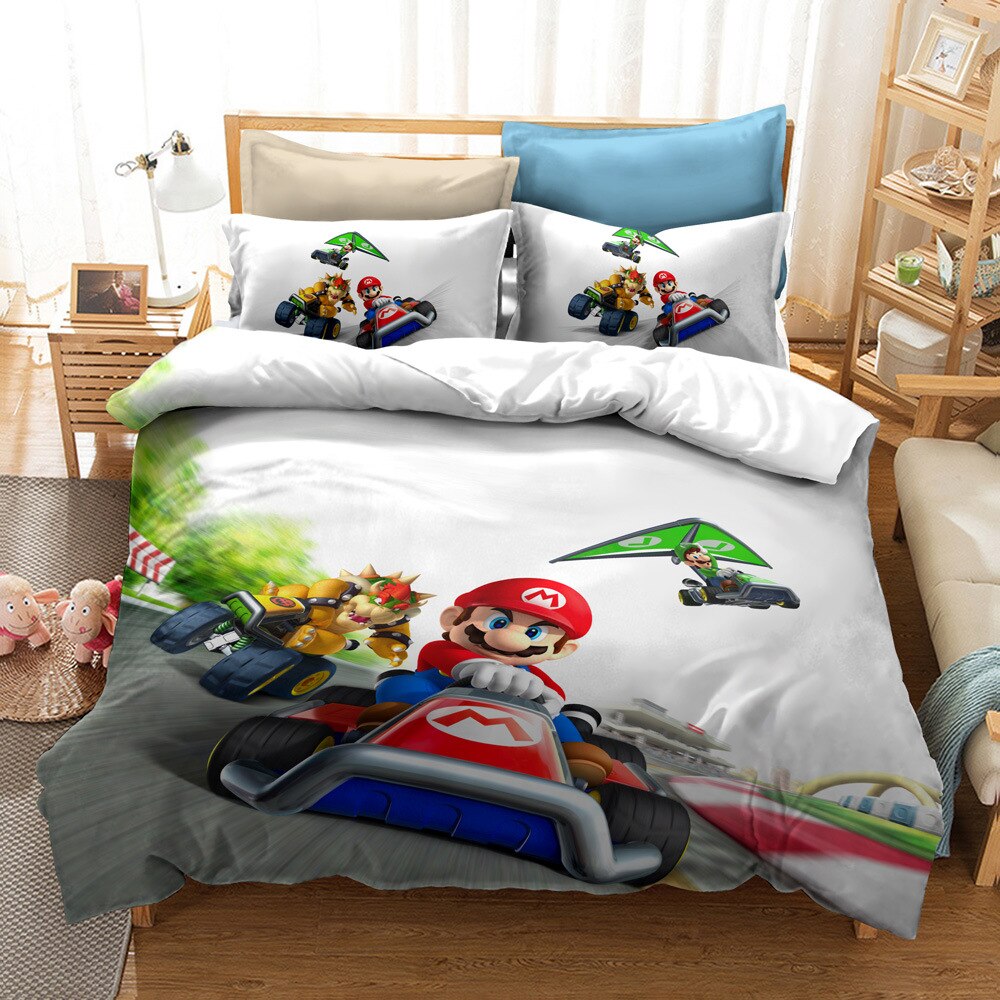Capa De Edredom Branco Mario Kart