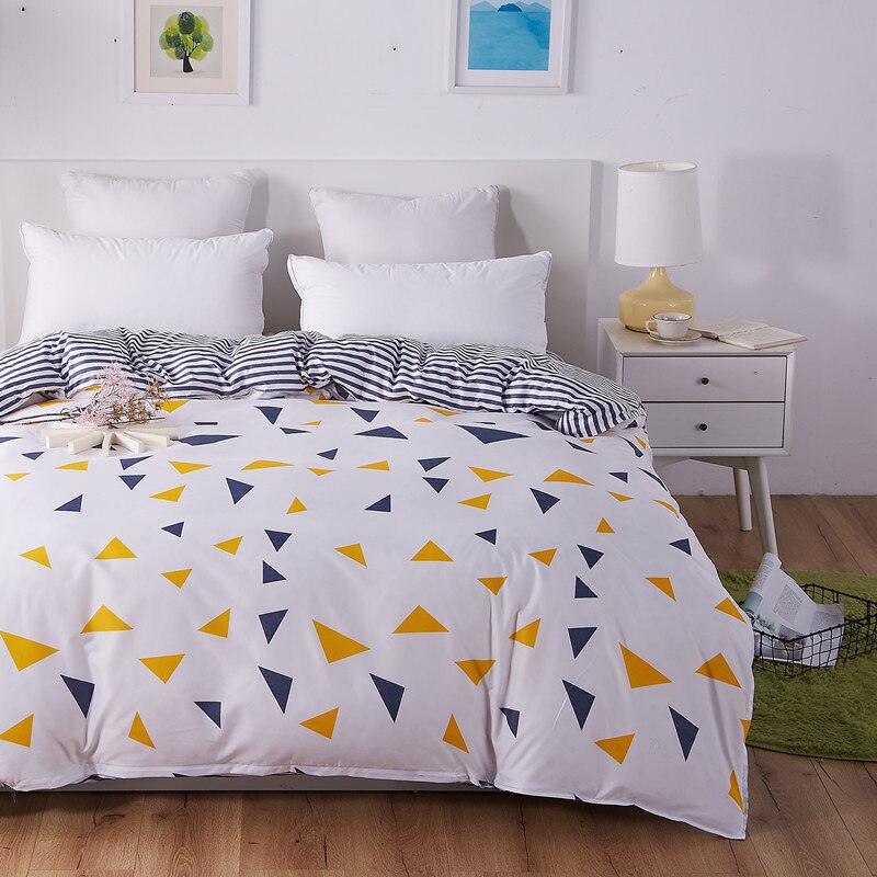 Capa De Edredom Triângulo Branco Azul E Amarelo