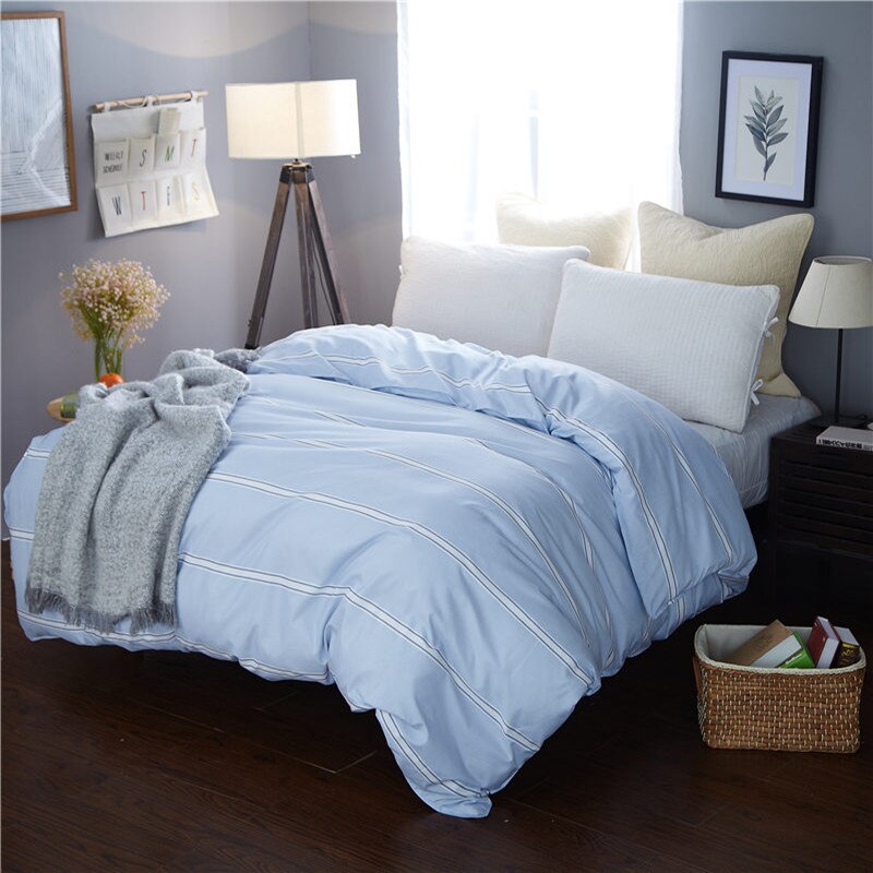 Capa De Edredom Risca De Giz Azul