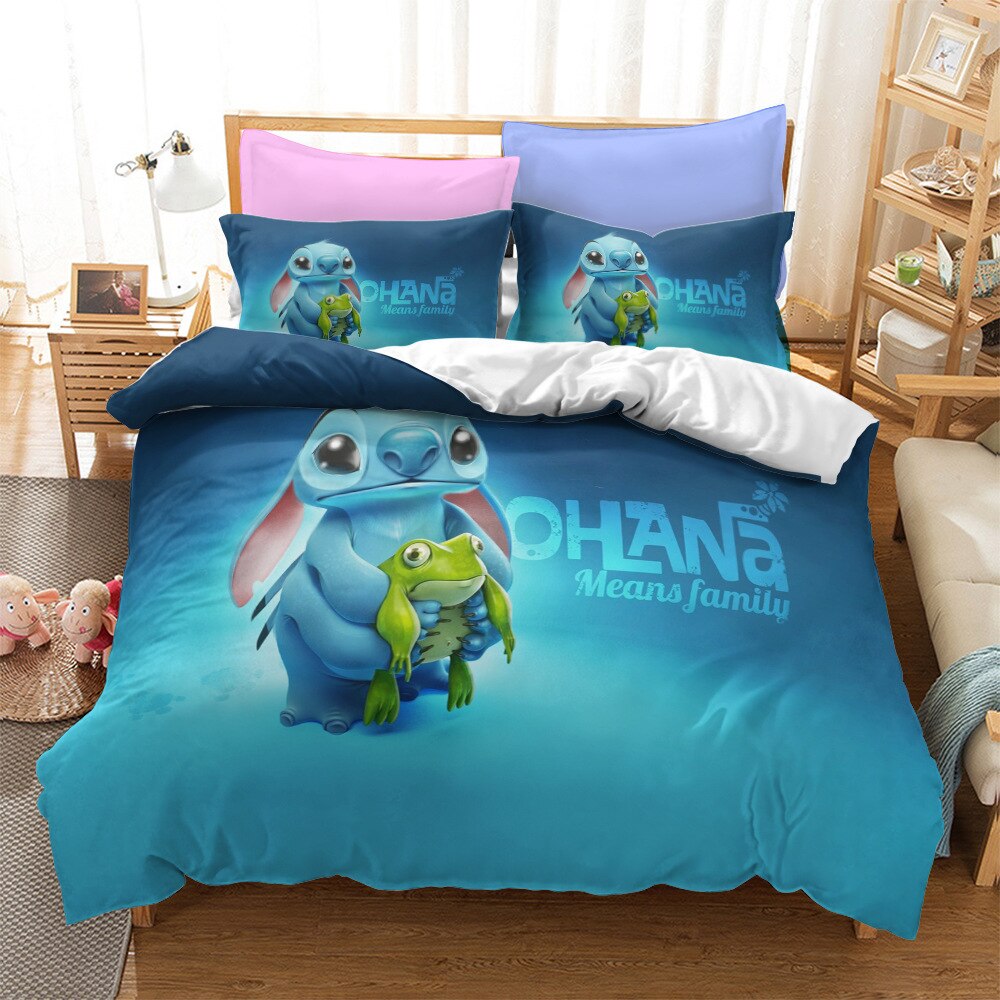 Lilo E Stich Ohana Capa De Edredom Azul
