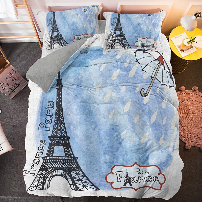 Capa De Edredom Paris Rain Blue