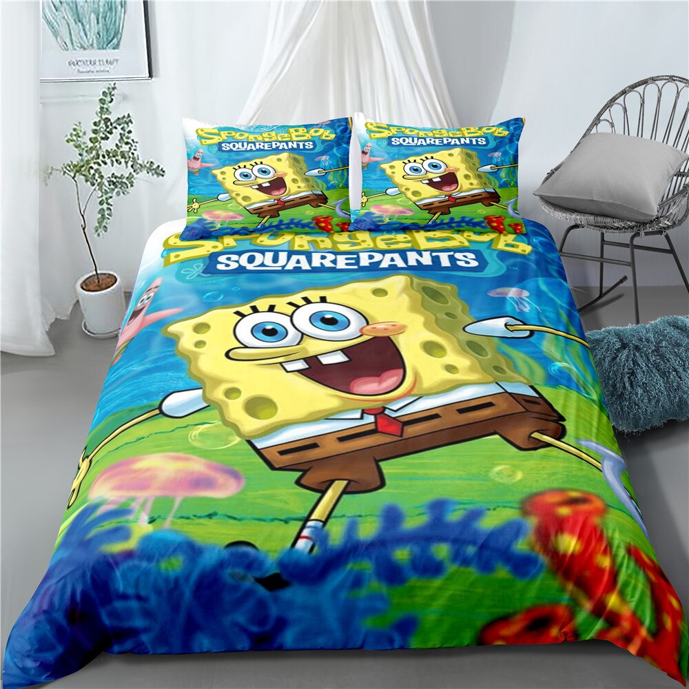 Capa De Edredon Bob Esponja Calça Quadrada Coral