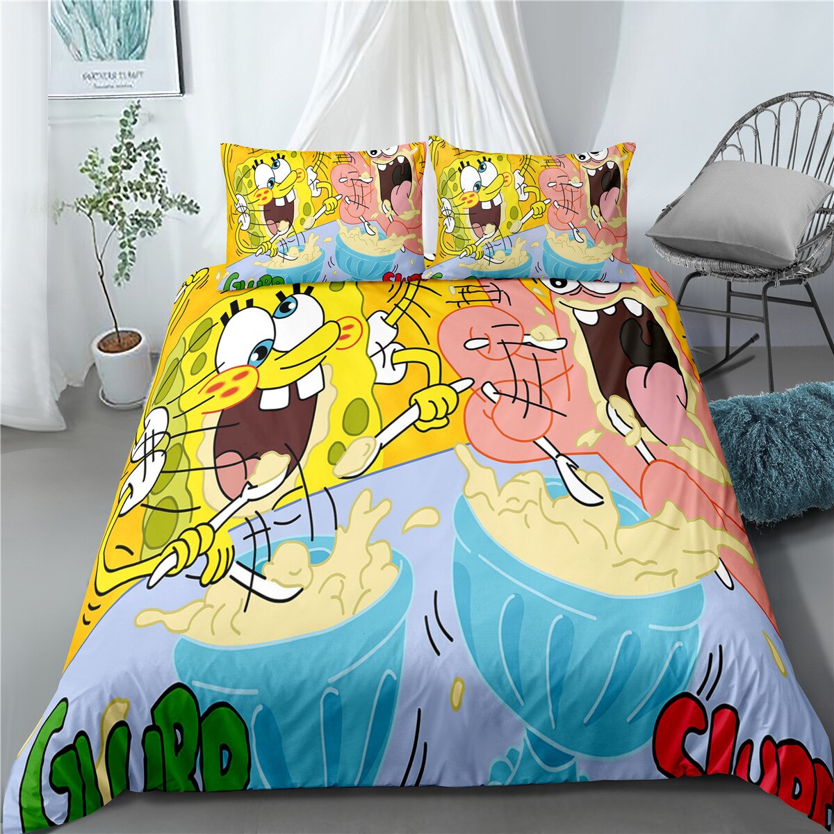Bob Esponja Calça Quadrada E Patrick Comem Capa De Edredom