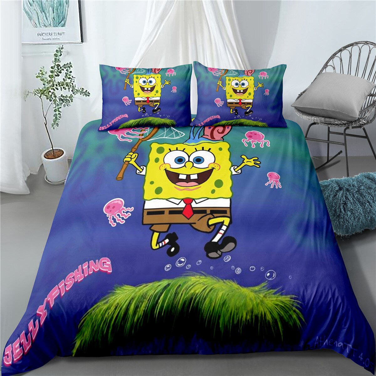 Capa De Edredom Bob Esponja Água-Viva