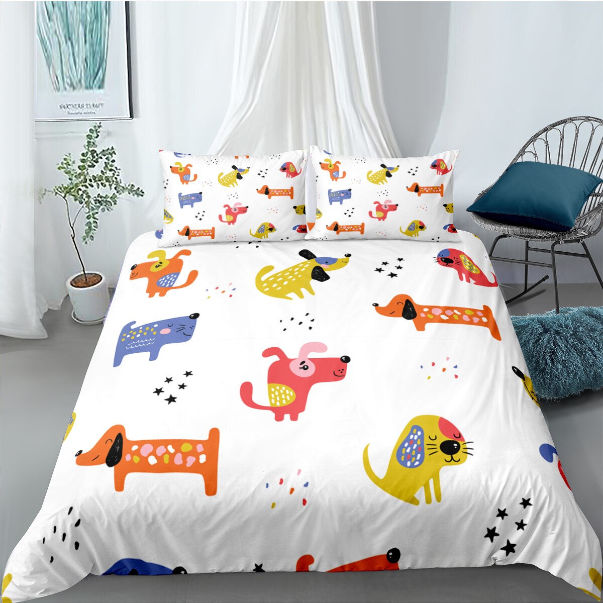 Capa De Edredom Para Cachorros Coloridos