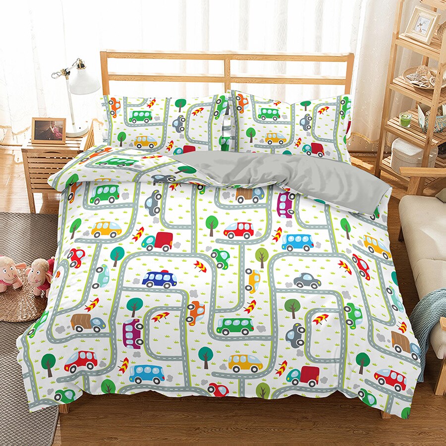 Capa De Edredon De Circuito De Carros Coloridos Pequenos