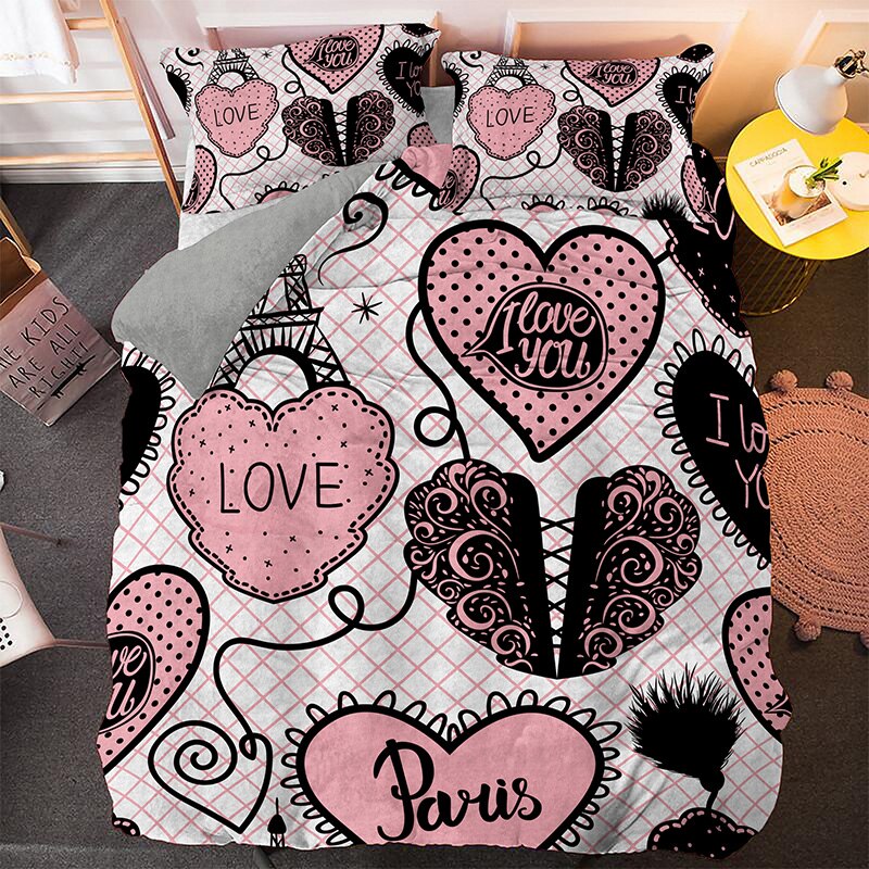 Capa De Edredon Paris Pink Hearts