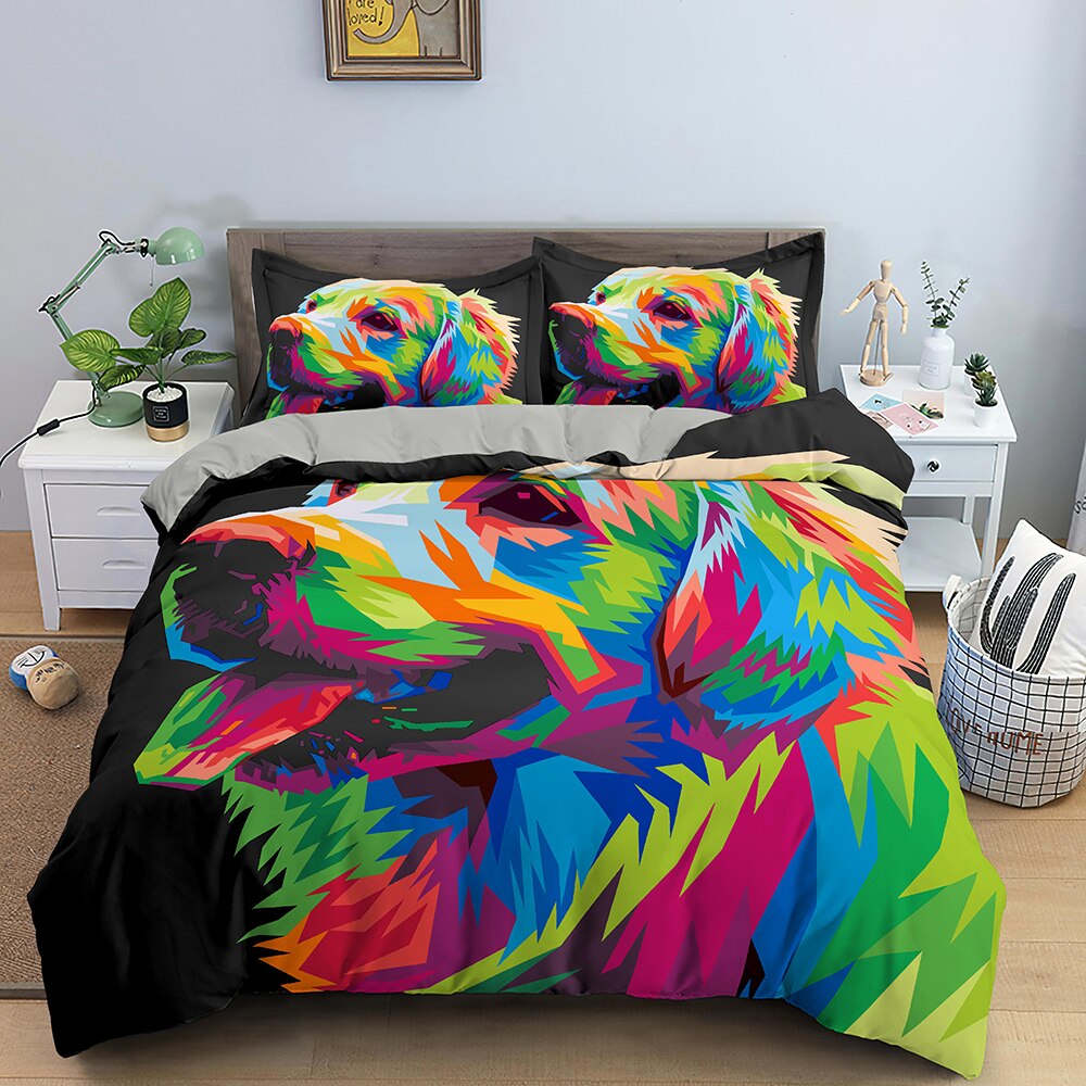 Capa De Edredom Golden Retriever Multicolorida