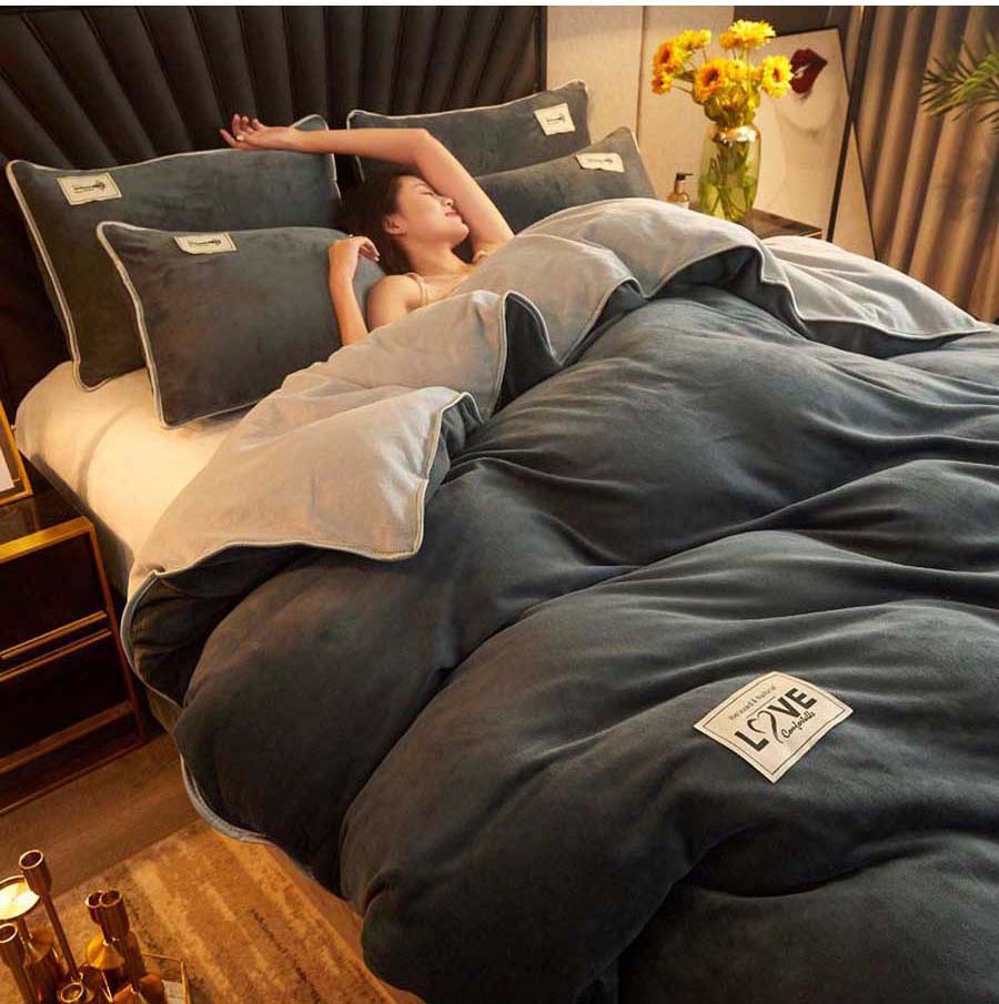 Capa De Edredom Cinza Escuro De Veludo