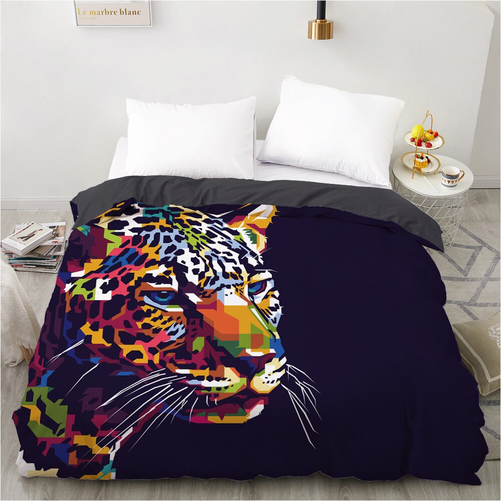 Capa De Edredom Leopardo Multicolorida