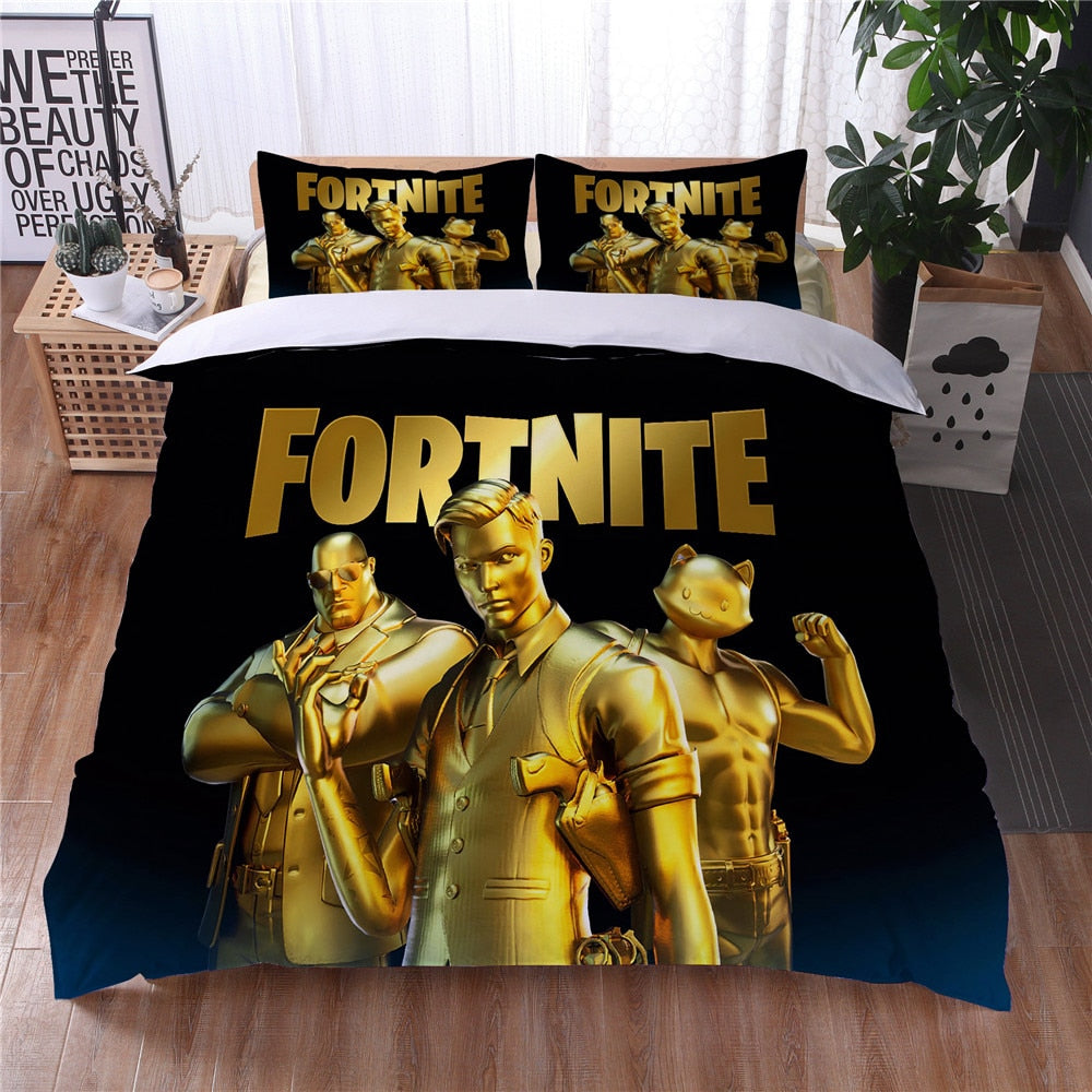 Capa De Edredom Preta E Dourada Fortnite