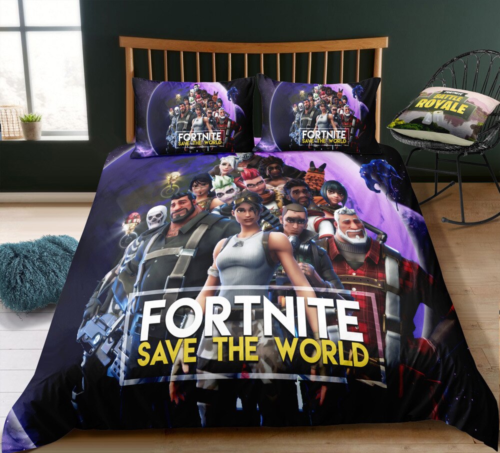 Capa De Edredom Preta Salve O Mundo Fortnite
