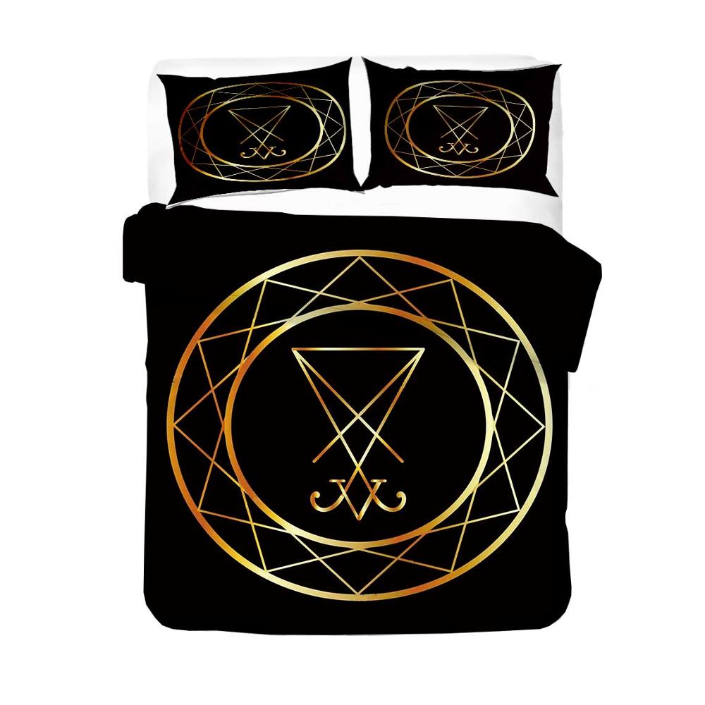 Capa De Edredom Preto Lúcifer Dourado