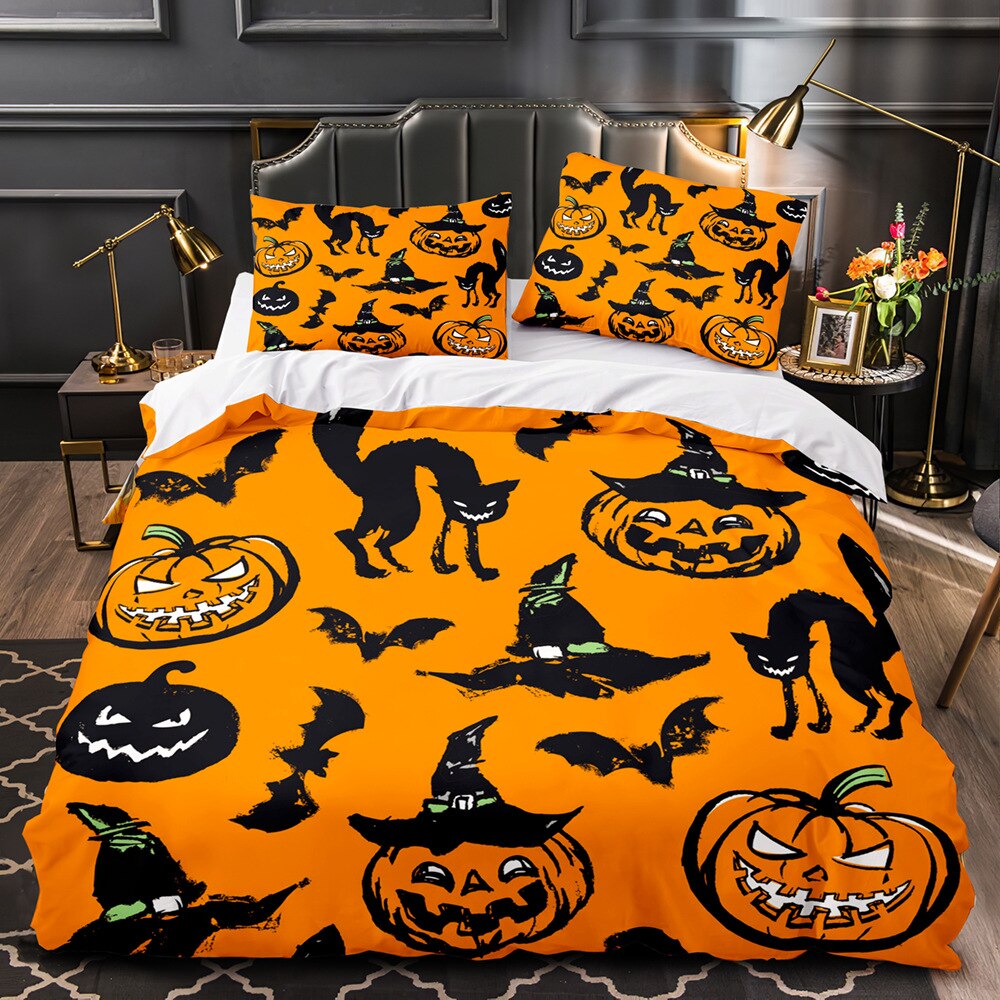 Capa De Edredom Laranja Para O Dia Das Bruxas