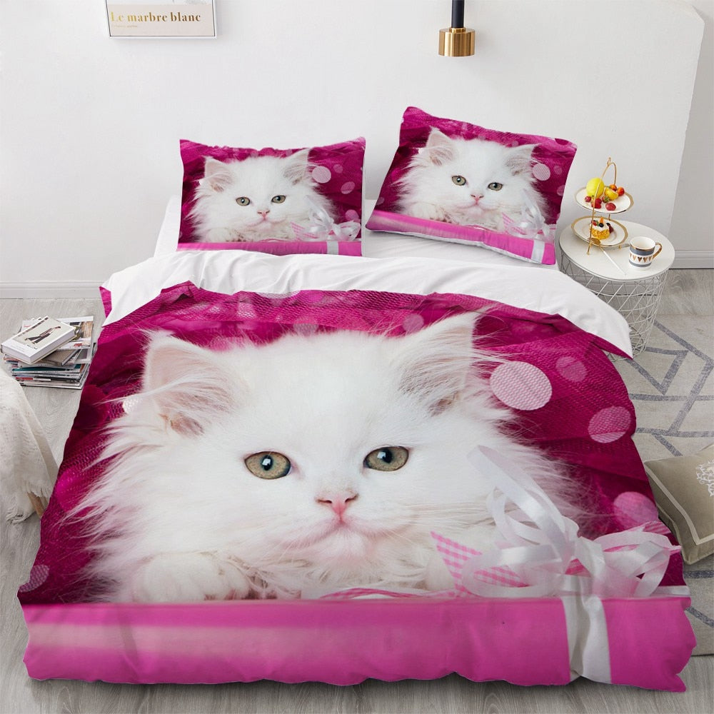 Capa De Edredon Gato Maine Coon Rosa