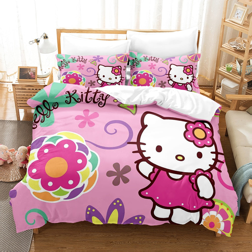 Capa De Edredon Rosa Hello Kitty Flowers