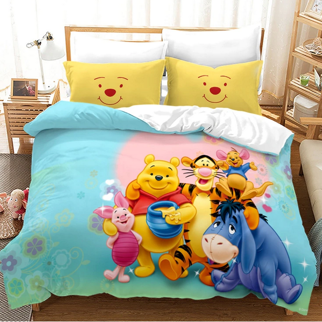 Capa De Edredom Ursinho Pooh Coração Rosa