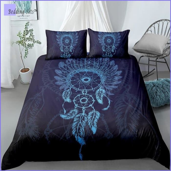 Capa De Edredon Dream Catcher Azul Preto