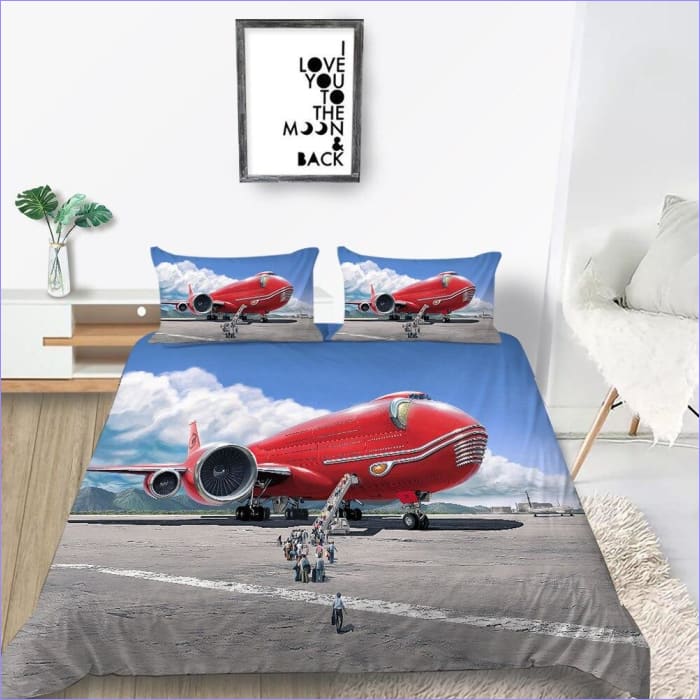 Capa De Edredon De Avião Vermelho Futurista