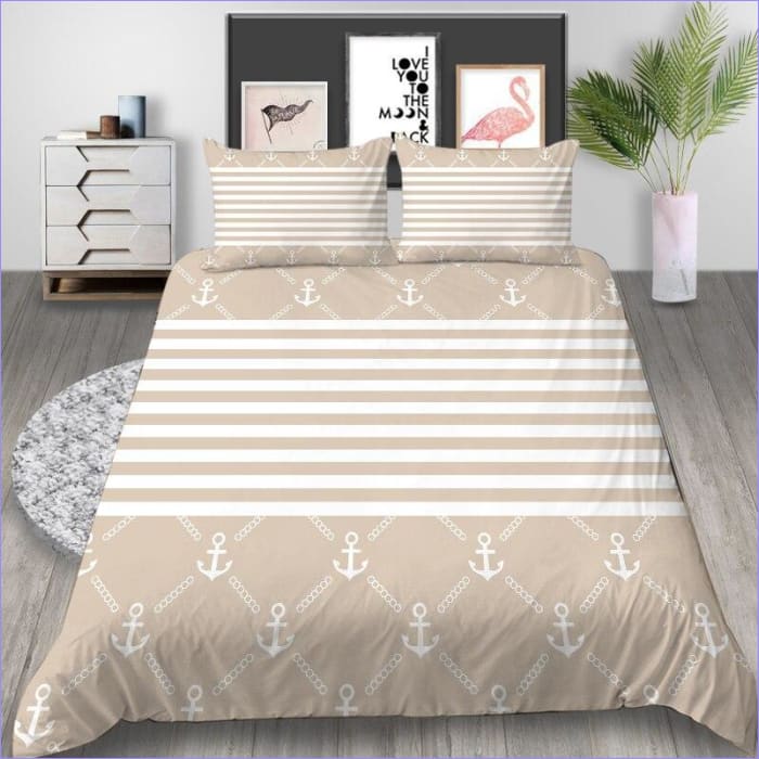 Capa De Edredom Bege E Âncoras