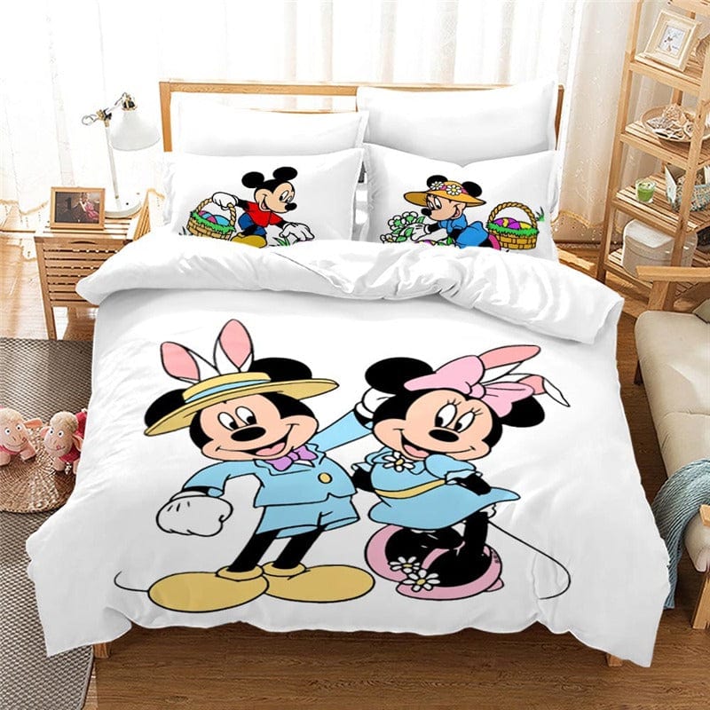 Capa De Edredom Branco Mickey Minnie Adulto