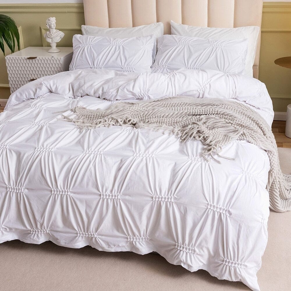 Capa De Edredom Branca Plissada