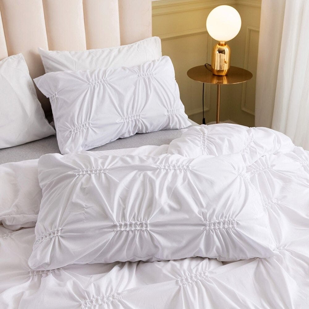 Capa De Edredom Branca Plissada