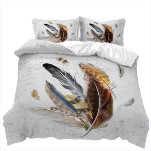 Capa De Edredon Branca Com Penas Escuras