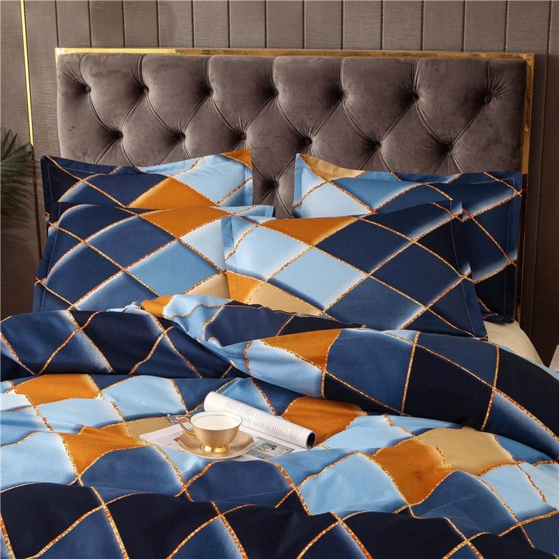 Capa De Edredon Azul Marinho E Amarelo