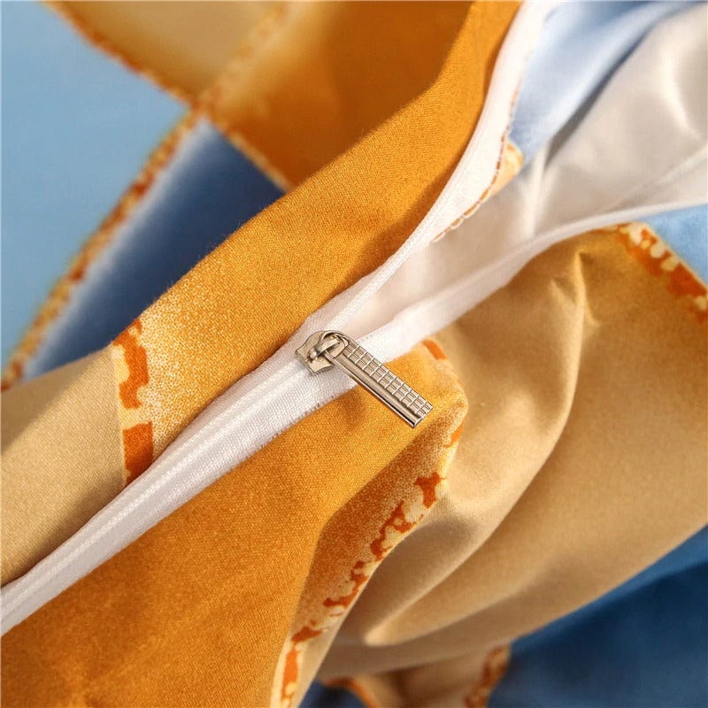 Capa De Edredon Azul Marinho E Amarelo