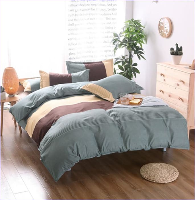 Capa De Edredom Azul Turquesa E Marrom