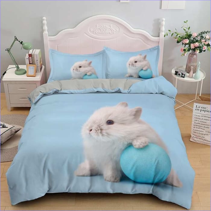 Capa De Edredon Bebê Coelhinho Azul