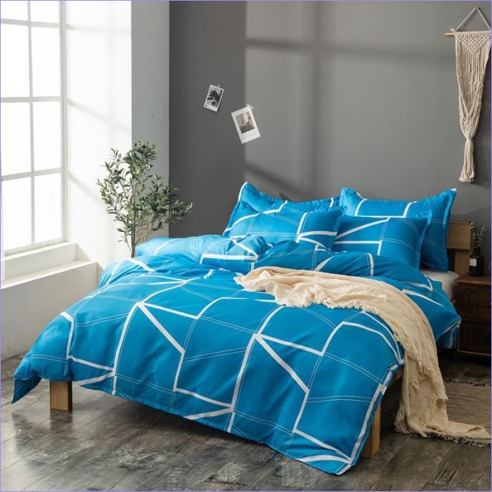 Capa De Edredom Azul E Branco