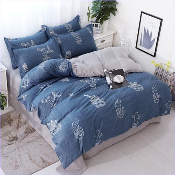Capa De Edredom De Cacto Azul Em Pote