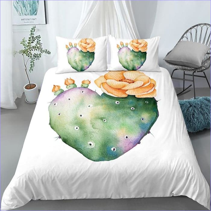 Capa De Edredom De Cacto De Coração