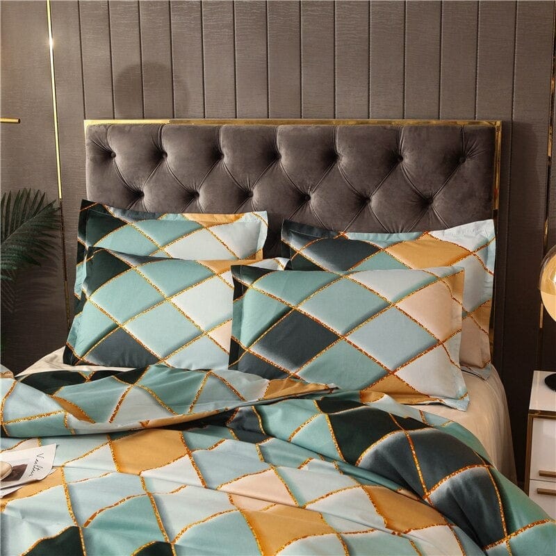 Capa De Edredom Xadrez Verde E Amarelo