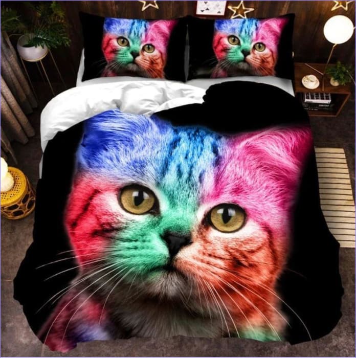 Capa De Edredon Gatinho Multicolorida