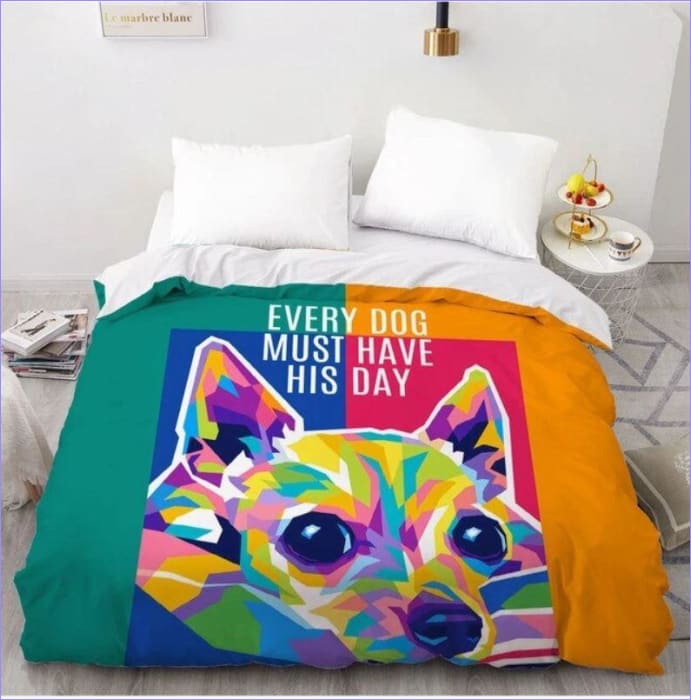 Capa De Edredom Chihuahua Multicolorida