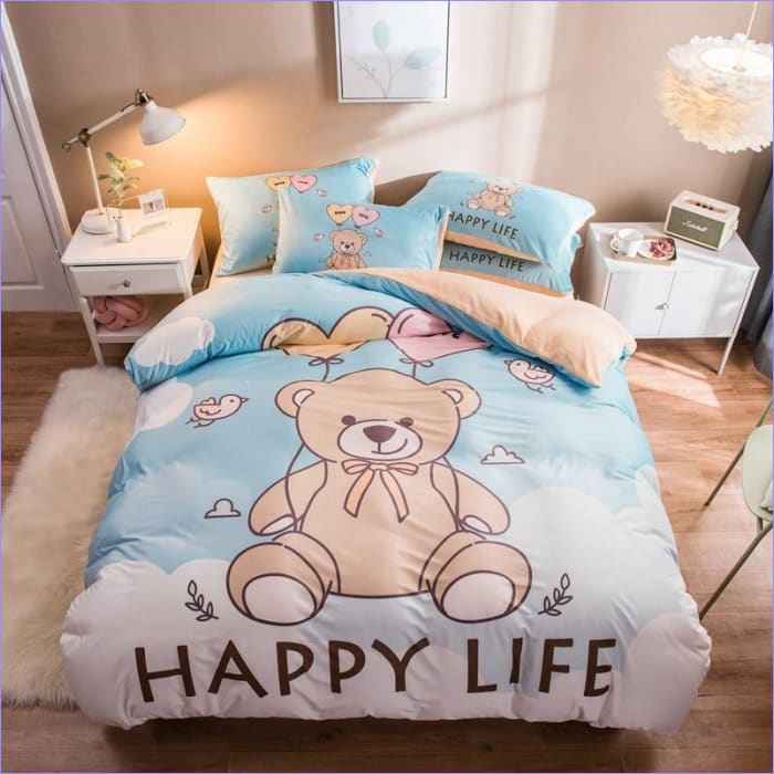 Capa De Edredon Infantil Urso Happy Life