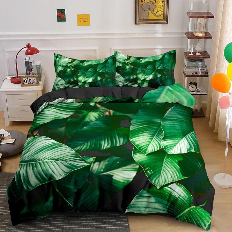 Capa De Edredon Folhagem Verde