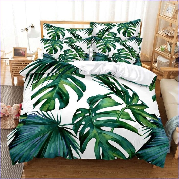 Capa De Edredom Verde Monstera Floral