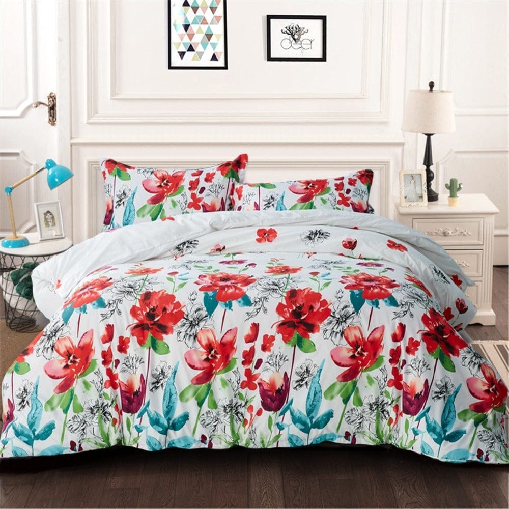 Capa De Edredon De Flores Vermelhas