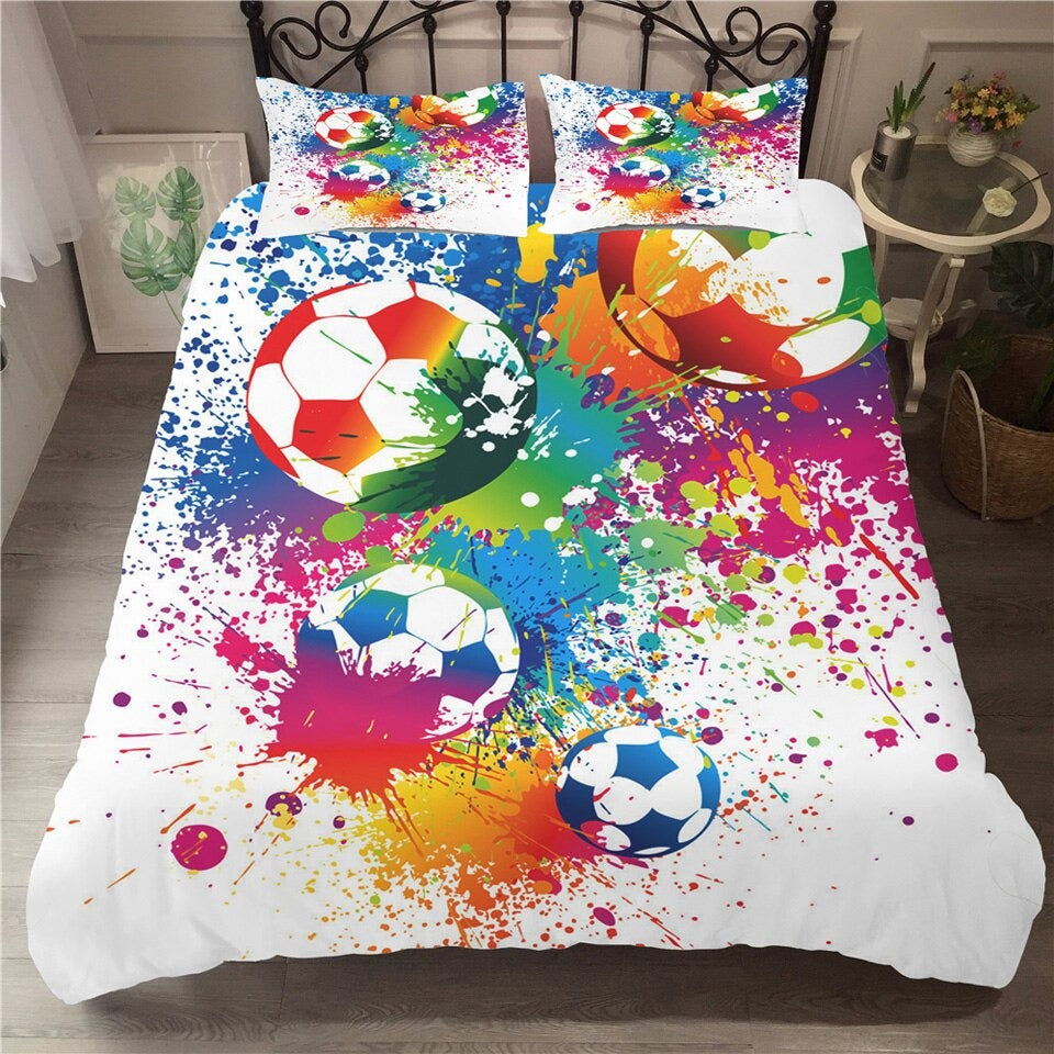 Capa De Edredom De Futebol Grafite Multicolorida