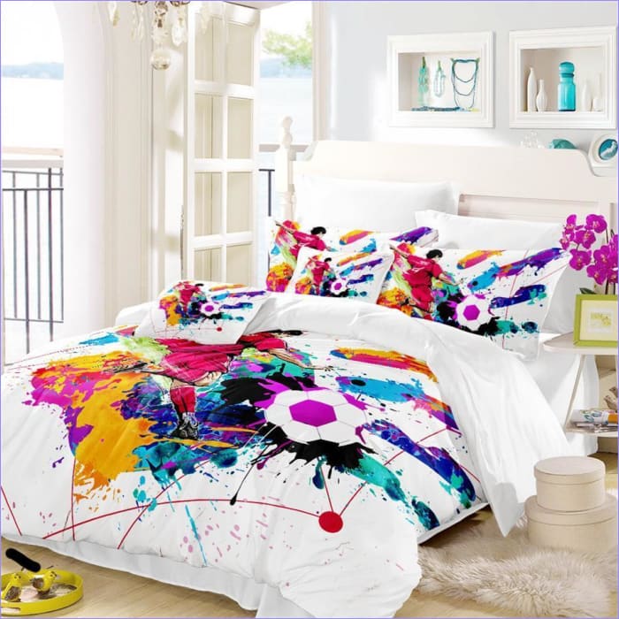 Capa De Edredom De Futebol Com Spray De Tinta