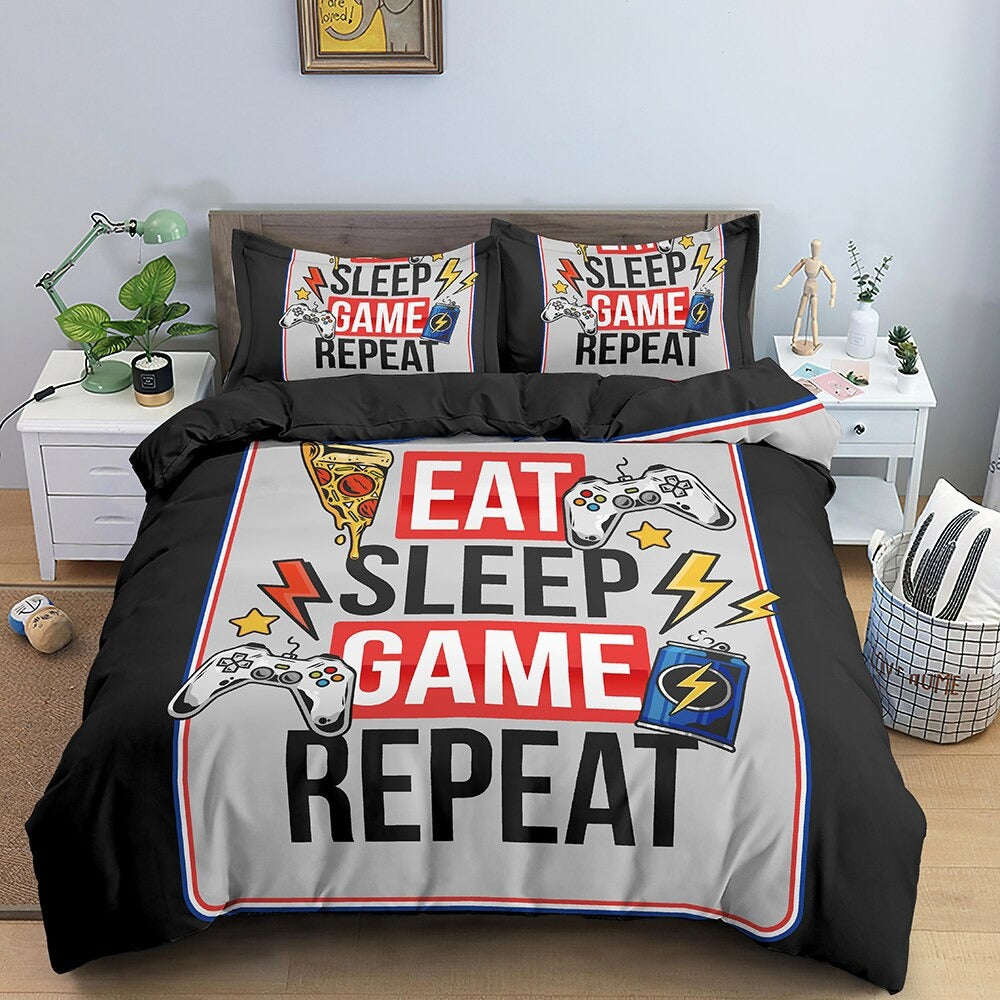 Capa De Edredom Gamer Eat Sleep Repeat